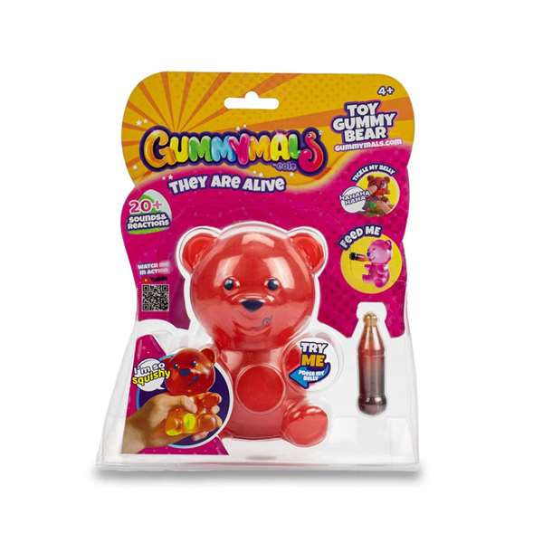 Famosa Osito Interactivo Gummymals con 20 Reacciones Diferentes, 4 Modelos Surtidos para Niños a Partir de 3 Años