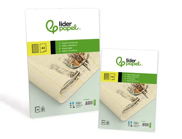 Liderpapel Bloc de papel milimetrado 210x297 mm 50 hojas 80 g