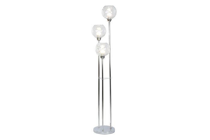 DKD Home Decor Lámpara de Pie Bowlas de Hierro y Cristal con 3 Bolas
