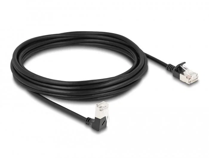 DeLOCK Cable de red RJ45 Cat.6A S/FTP Slim 5 m negro con conector angular