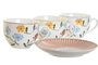 DKD Home Decor Conjunto de Taza y Platillo de Porcelana Floral