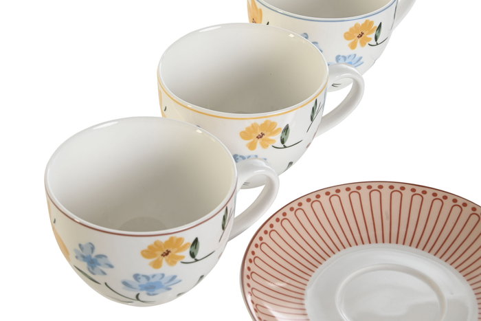 DKD Home Decor Conjunto de Taza y Platillo de Porcelana Floral DKD Home Decor Conjunto de Taza y Platillo de Porcelana Floral