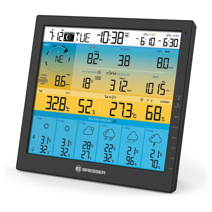 Bresser Estación Meteorológica 7-en-1 Solar 4cast Pro SF con Pronóstico y Sensor Exterior