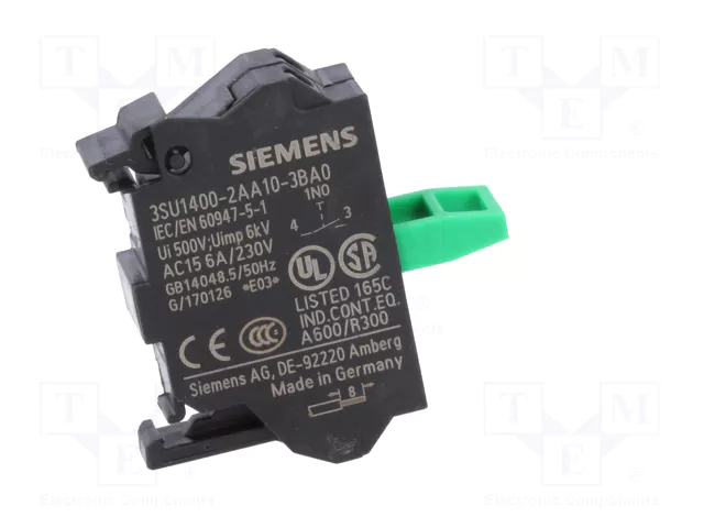Siemens 3SU14002AA103BA0 Módulo de contacto con 1 elemento de conmutación 1S Siemens 3SU14002AA103BA0 Módulo de contacto con 1 elemento de conmutación 1S