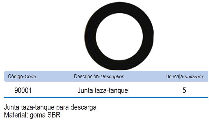 Prhie Junta de Silicona Obturación Taza-Tanque Descargador 90001 Prhie Junta de Silicona Obturación Taza-Tanque Descargador 90001