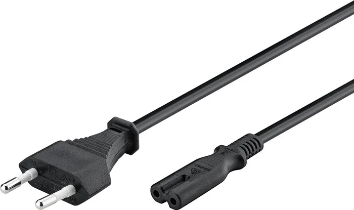 Goobay 50084 Cable de Alimentación Negro 1.5 m, Conector CEE7/16 Macho a C7 Macho, H03VVH2-F2 0.75 mm², 250V 2.5A