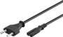 Goobay 50084 Cable de Alimentación Negro 1.5 m, Conector CEE7/16 Macho a C7 Macho, H03VVH2-F2 0.75 mm², 250V 2.5A