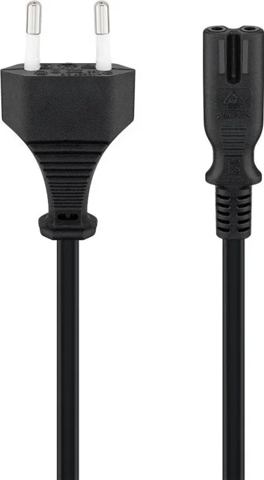 Goobay 50084 Cable de Alimentación Negro 1.5 m, Conector CEE7/16 Macho a C7 Macho, H03VVH2-F2 0.75 mm², 250V 2.5A