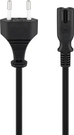 Goobay 50084 Cable de Alimentación Negro 1.5 m, Conector CEE7/16 Macho a C7 Macho, H03VVH2-F2 0.75 mm², 250V 2.5A