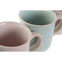 DKD Home Decor Set de 4 Tazas de Gres Rosa 355ml