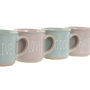 DKD Home Decor Set de 4 Tazas de Gres Rosa 355ml