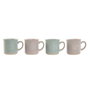DKD Home Decor Set de 4 Tazas de Gres Rosa 355ml