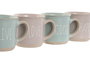 DKD Home Decor Mug Gres Rosa Azul 7 x 9.2 x 9.7 cm Set de 4 piezas 355ml