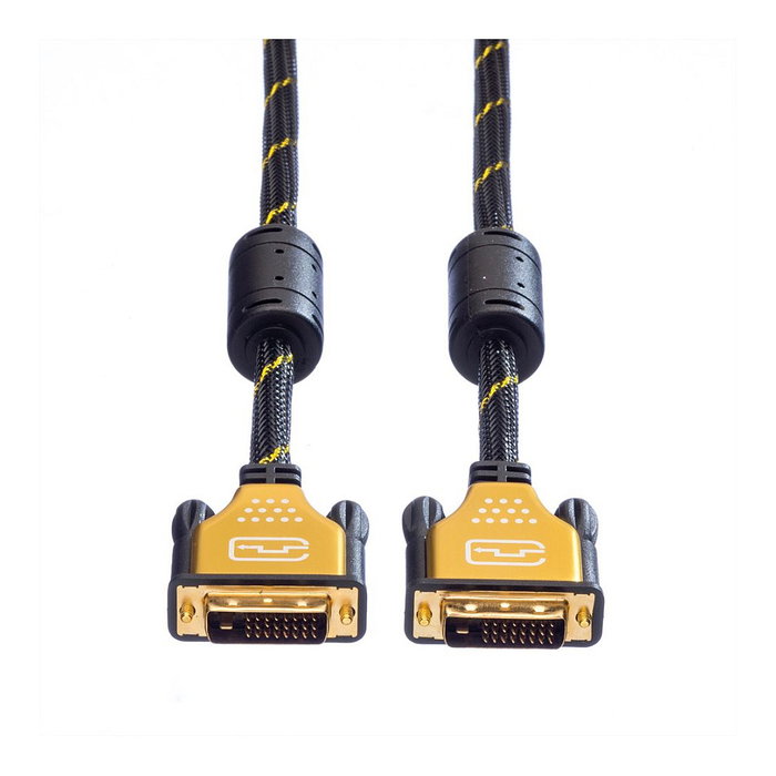 ROLINE 11.04.5513 Cable DVI-D Dual Link Macho a Macho Negro Oro 3M