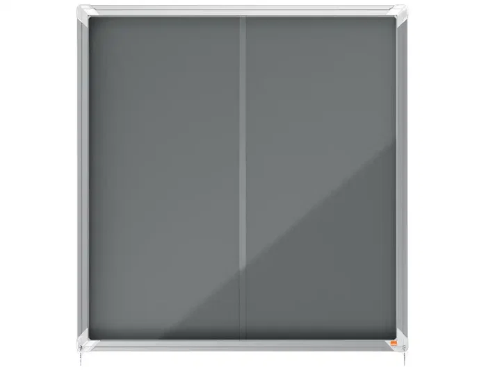 Nobo Vitrina de Anuncios Premium Plus con Puerta Corredera, Fieltro Gris, 12 x A4