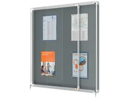 Nobo Vitrina de Anuncios Premium Plus con Puerta Corredera, Fieltro Gris, 12 x A4