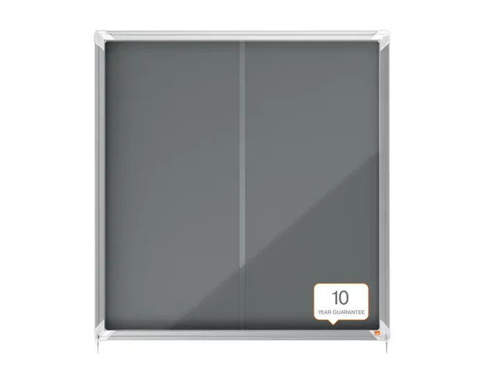 Nobo Vitrina de Anuncios Premium Plus con Puerta Corredera, Fieltro Gris, 12 x A4