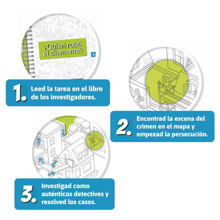 SD Games - Juego de Mesa MicroMacro Kids (Multicolor) | Juego Cooperativo de Investigación para Niños +6 | Incluye Mapa Gigante y Libro con 22 Casos