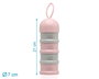 KioKids Dosificador Torre de Leche en Polvo Rosa y Gris 340 mL con 4 Compartimentos y Embudo