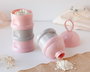 KioKids Dosificador Torre de Leche en Polvo Rosa y Gris 340 mL con 4 Compartimentos y Embudo