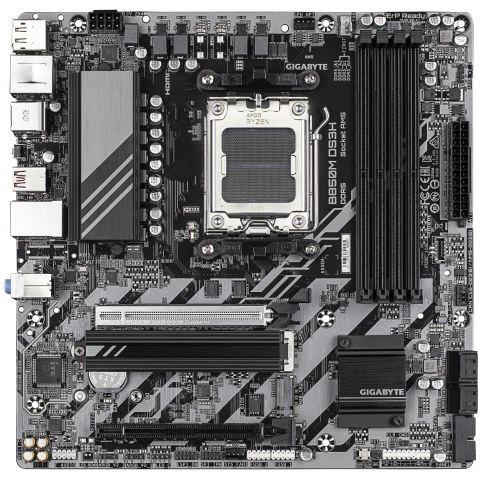 Gigabyte Placa Base B850M DS3H, 9MB85MS3H-00-G10, Chipset AMD B850, Socket AM5, DDR5 hasta 8200MHz, PCIe 5.0 M.2, LAN 2.5, USB 3.2 Gen 2
