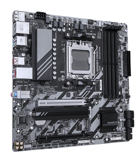 Gigabyte Placa Base B850M DS3H, 9MB85MS3H-00-G10, Chipset AMD B850, Socket AM5, DDR5 hasta 8200MHz, PCIe 5.0 M.2, LAN 2.5, USB 3.2 Gen 2