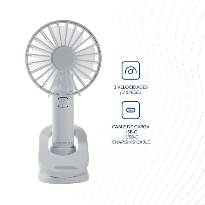 Daewoo Ventilador de Sobremesa con Clip, Orientable, 5W - Soporte para Mesa