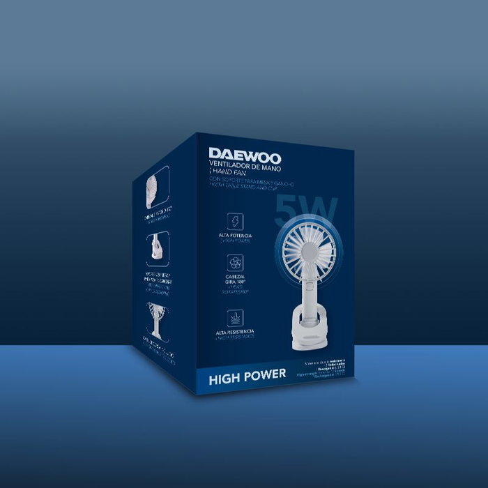 Daewoo Ventilador de Sobremesa con Clip, Orientable, 5W - Soporte para Mesa