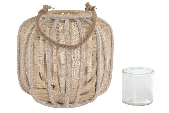 DKD Home Decor Portavelas de Fibra de Banana Natural
