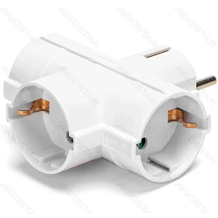 Aigostar Enchufe de conversión alemán 1 a 3 16A vertical blanco Aigostar Enchufe de conversión alemán 1 a 3 16A vertical blanco