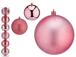 Krist+ Set 6 Bolas Navidad Rosa 12 cm Surtido Decoración Árbol Adorno Plástico (Set de 6)