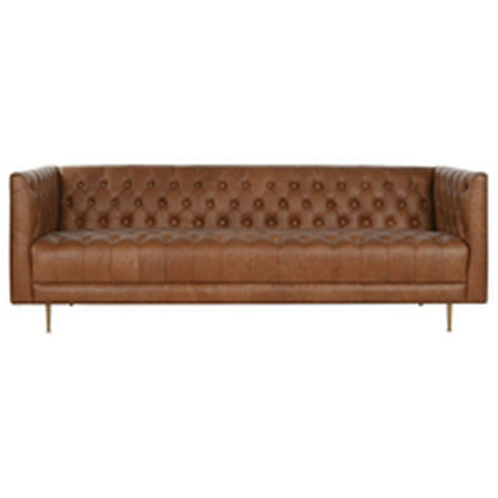 DKD Home Decor Sofá de Piel Cognac con Capitoné