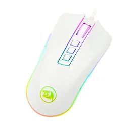 Redragon M711W Cobra Ratón Gaming RGB Blanco, Sensor PAW3327 12400 DPI, 7 Botones Programables, Cable 1.8m USB Tipo C, Ergonómico para PC