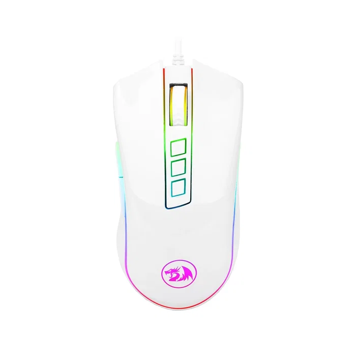 Redragon M711W Cobra Ratón Gaming RGB Blanco, Sensor PAW3327 12400 DPI, 7 Botones Programables, Cable 1.8m USB Tipo C, Ergonómico para PC