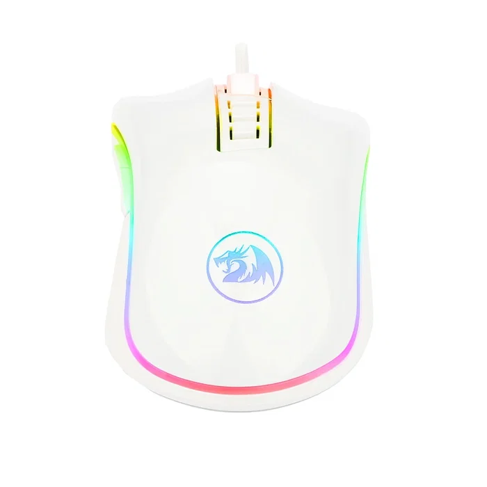 Redragon M711W Cobra Ratón Gaming RGB Blanco, Sensor PAW3327 12400 DPI, 7 Botones Programables, Cable 1.8m USB Tipo C, Ergonómico para PC