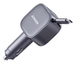 Anker - Cargador de Coche USB-C 75W con Cable Retráctil para Carga Rápida