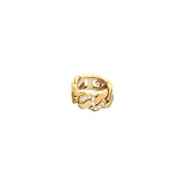 Chiara Ferragni Anillo Bossy Chain YG Pave White Tamaño 12
