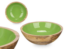 Giftdecor Plato Hondo Madera Mango Verde 20 cm (Set de 12)