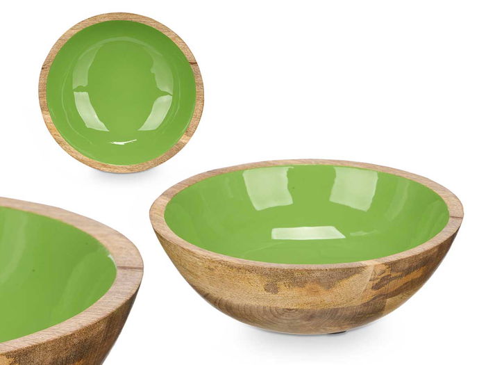 Giftdecor Plato Hondo Madera Mango Verde 20 cm (Set de 12) Giftdecor Plato Hondo Madera Mango Verde 20 cm (Set de 12)