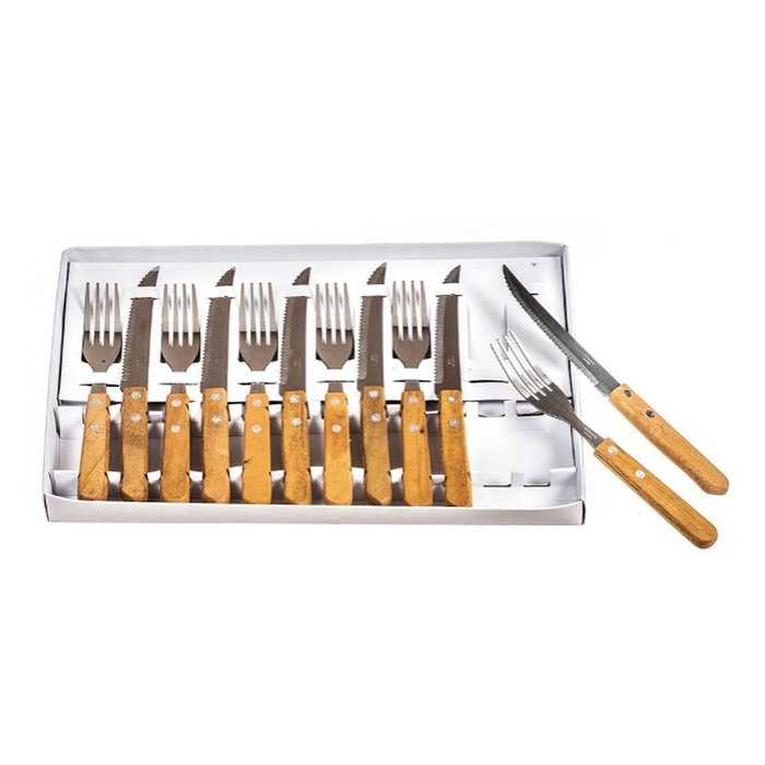 Kozina Set 6 Cuchillos + 6 Tenedores Mango Madera Kozina Set 6 Cuchillos + 6 Tenedores Mango Madera