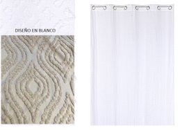 DKD Home Decor Cortina de Poliéster Blanca 140x260 cm con 8 Anillas