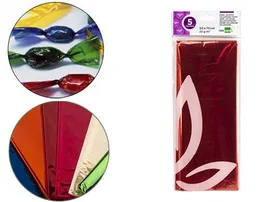 Liderpapel Papel Celofán Naranja 50x70 cm 22 g/m² Bolsa de 5 Hojas para Manualidades