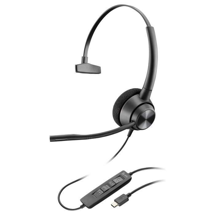 HP EncorePro 310 Auriculares Monaurales USB-C con Micrófono Boom para Llamadas y Música, Color Negro