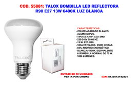 TALOX Bombilla LED Reflectora R90 E27 13W 6400K Luz Blanca