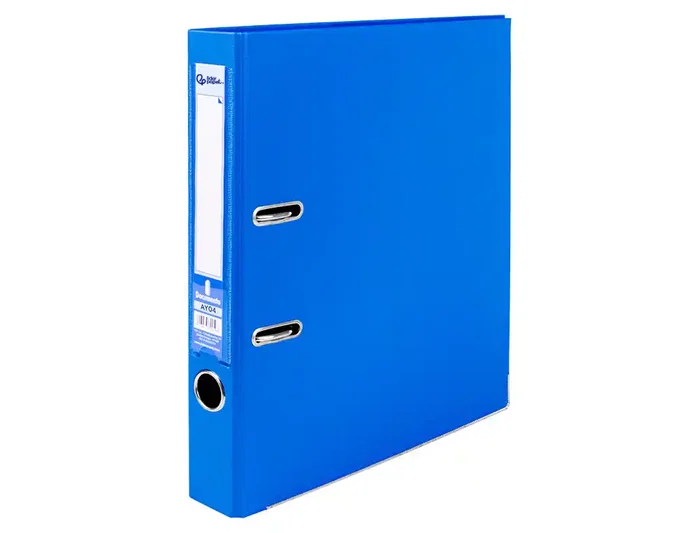 Liderpapel Archivador de Palanca Folio Documenta Forrado PVC Rado con Compresor Metálico y Ollao Lomo 52 mm Azul