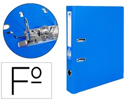 Liderpapel Archivador de Palanca Folio Documenta Forrado PVC Rado con Compresor Metálico y Ollao Lomo 52 mm Azul