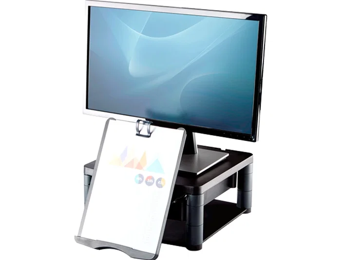 Fellowes Soporte Monitor Plus Ajustable 5 Alturas 64mm-165mm hasta 36kg Grafito 165x335x344mm