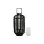 DKD Home Decor Portavelas de Metal y Ratán Negro