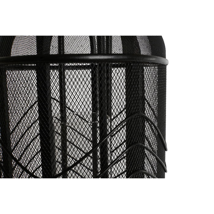 DKD Home Decor Portavelas de Metal y Ratán Negro