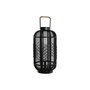 DKD Home Decor Portavelas de Metal y Ratán Negro